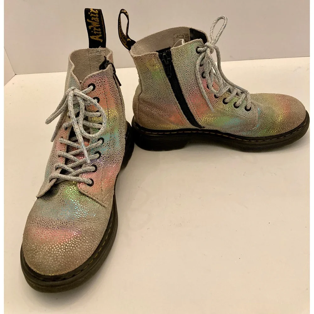 Doc Martens Airwalk Leather Multicolor Combat‎ Boots Lug Pascal J 1460 Kids Sz 2